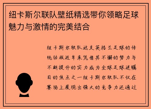 纽卡斯尔联队壁纸精选带你领略足球魅力与激情的完美结合